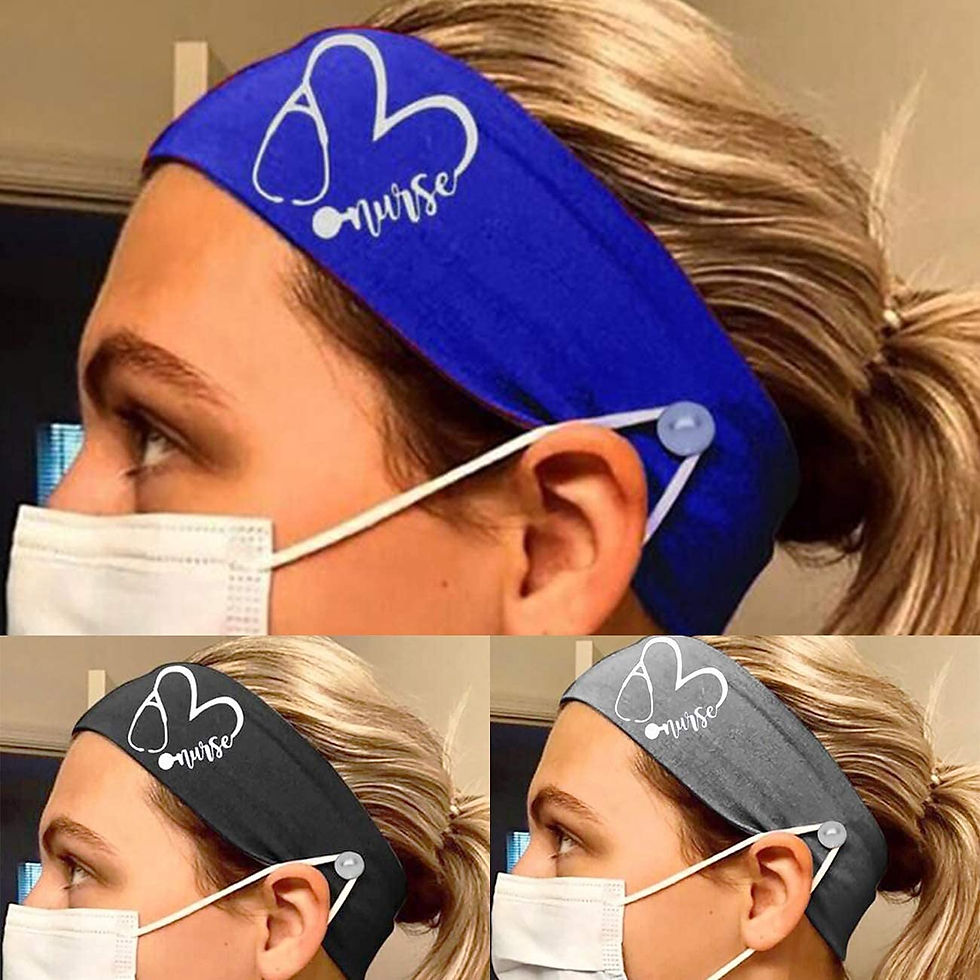 थंबनेल: 3 Packs Nurse Headbands with Buttons, Face Cover Holder, Reduce Ear Pain, Elast
