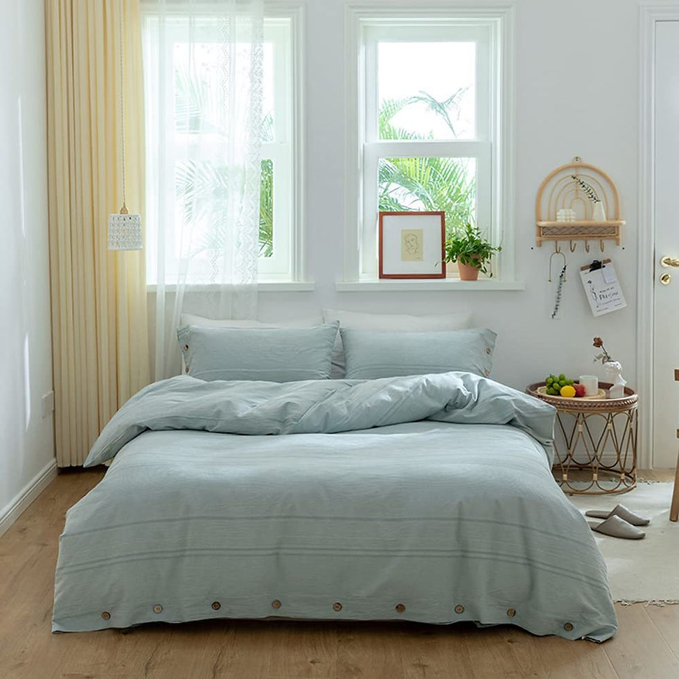 الصورة المصغرة: Washed Cotton Duvet Cover Dark Green Reversible Solid Color Bedding Set Modern 