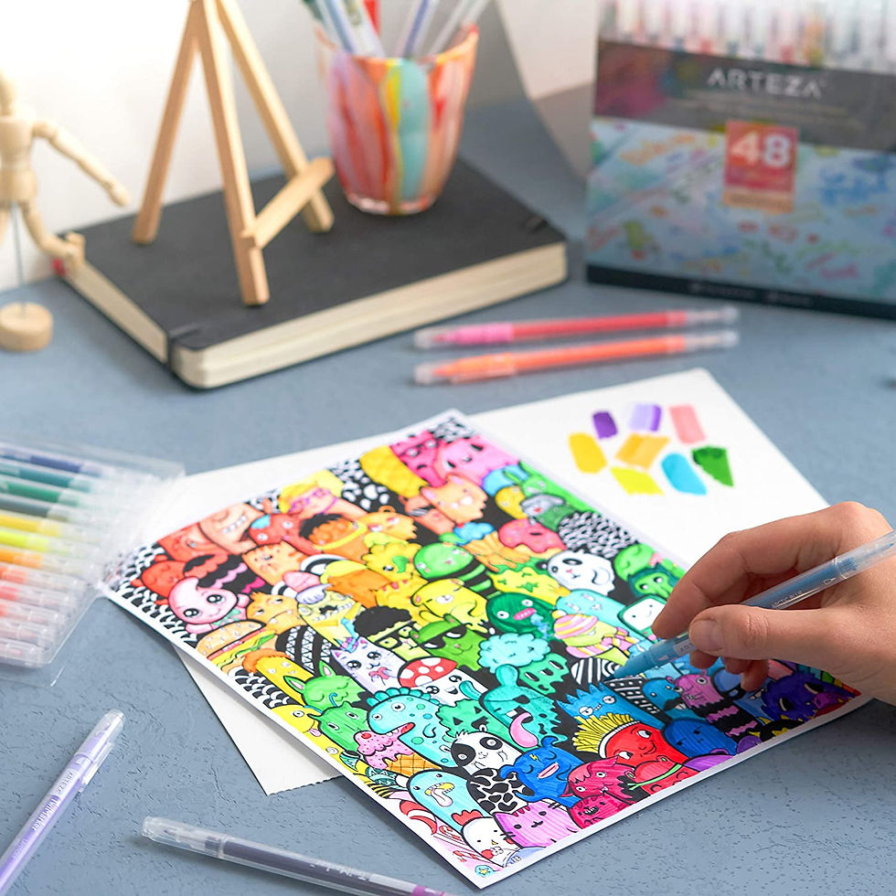 Thumbnail: Arteza Dual Brush Pens, Set of 48 Colors, Sketch Markers with Fine & Brush Tips