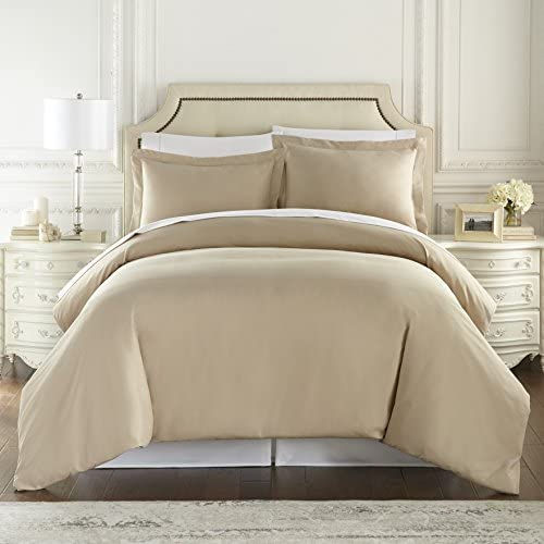 Thumbnail: HC COLLECTION Queen Duvet Cover Set - 1500 Thread Lightweight Duvet Covers with