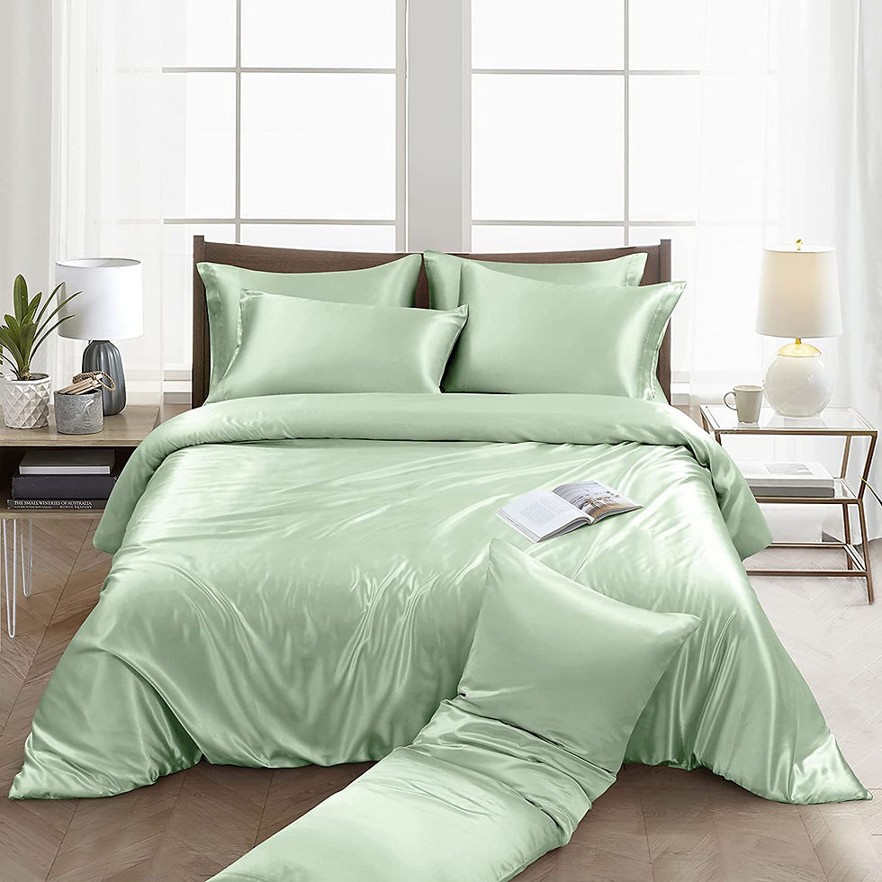 Thumbnail: Ersmak 6 Pieces Satin Duvet Cover Full/Queen Size Luxury Silky Bedding Duvet Co