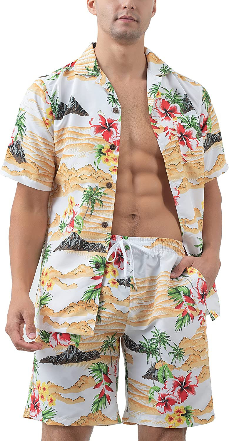 Miniature : Year In Year Out Hawaiian Shirts and Shorts Sets for Men Regular Fit Casual Haw