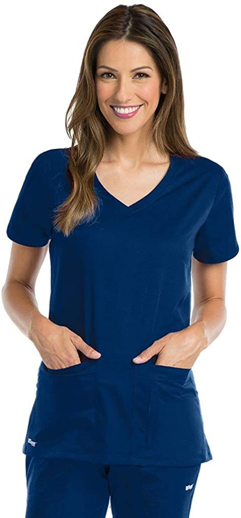 Thumbnail: BARCO Grey's Anatomy Women's Cora Top, Crossover V-Neck Medical Scrub Top w/ 4 