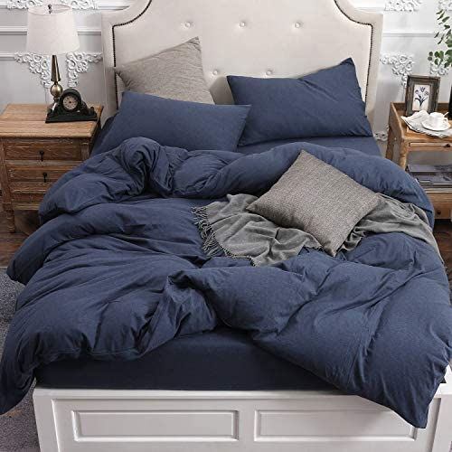 الصورة المصغرة: PURE ERA Jersey Knit Duvet Cover Set 100% T-Shirt Cotton Super Soft Comfy, Soli