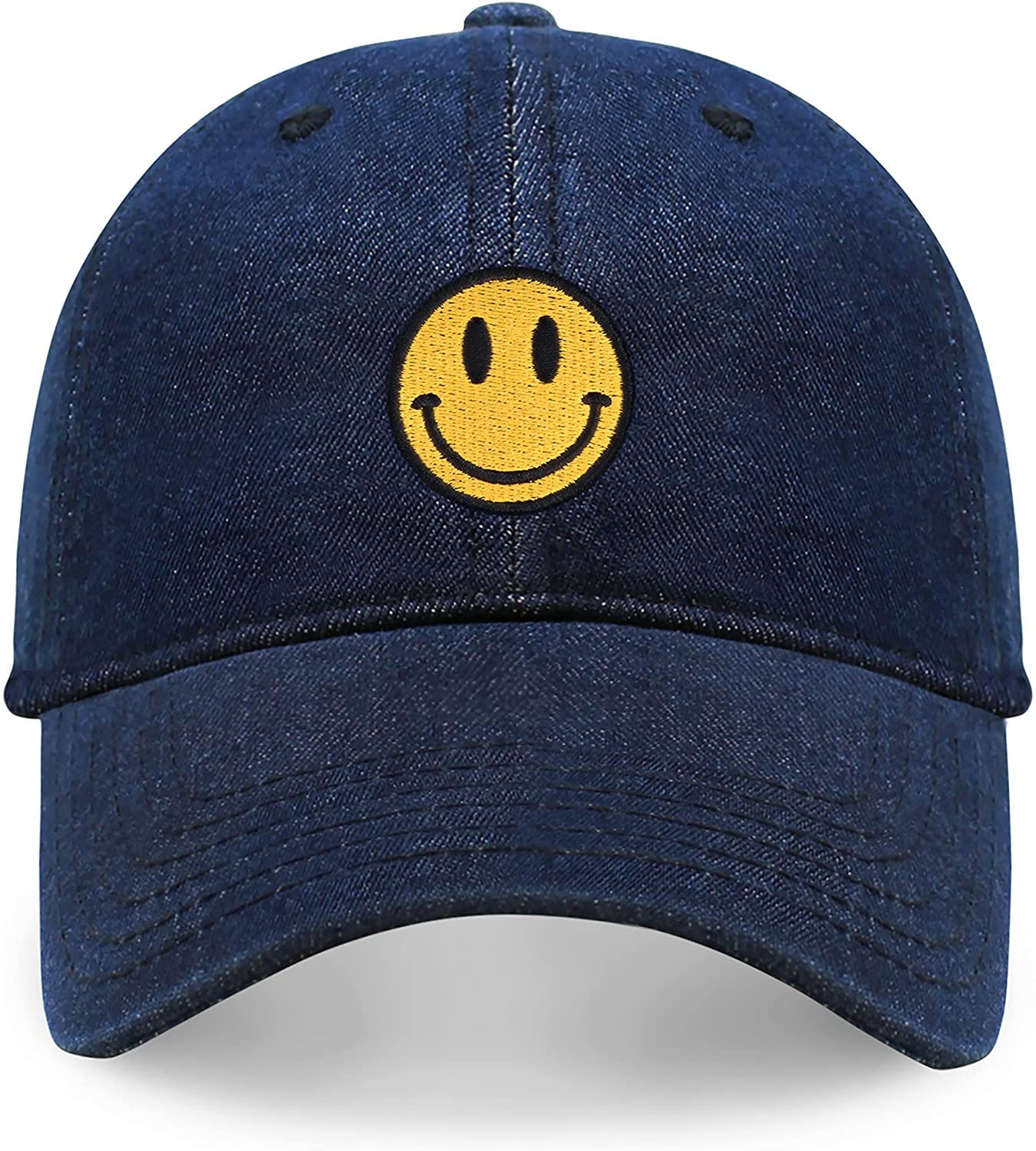 CHOK.LIDS Smiley Face Hat Embroidered Baseball Caps Trending Smile Flower Desig