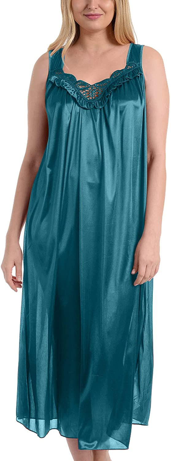 Thumbnail: EZI Women's Satin Silk Sleeveless Lingerie Long Nightgowns