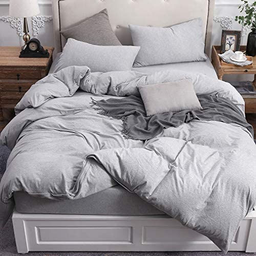 الصورة المصغرة: PURE ERA Jersey Knit Duvet Cover Set 100% T-Shirt Cotton Super Soft Comfy, Soli