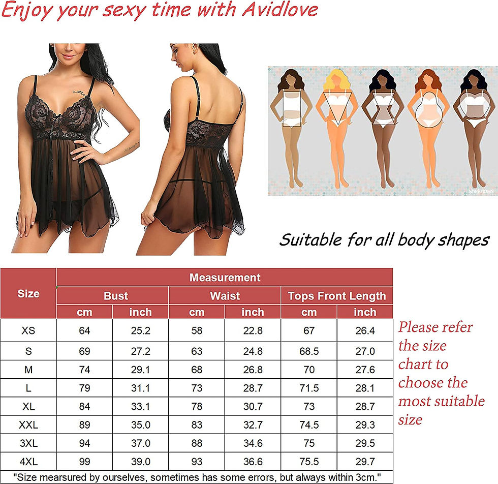 Thumbnail: Avidlove Women Lingerie Babydoll Lace Nightgown Mesh Chemise Boudoir Nighty Ted