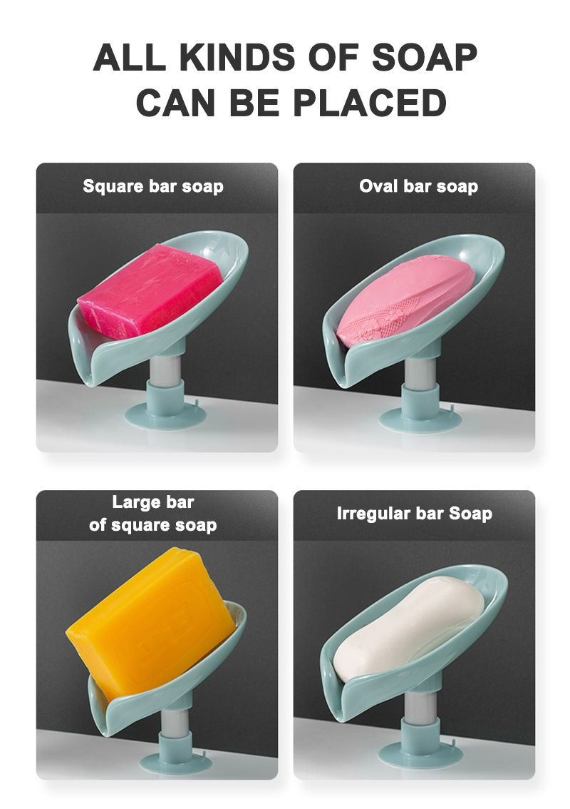 Thumbnail: 1/2PCS Leaf Soap Holder Suction Cup Soap Dish For Bathroom Shower Sink Portable