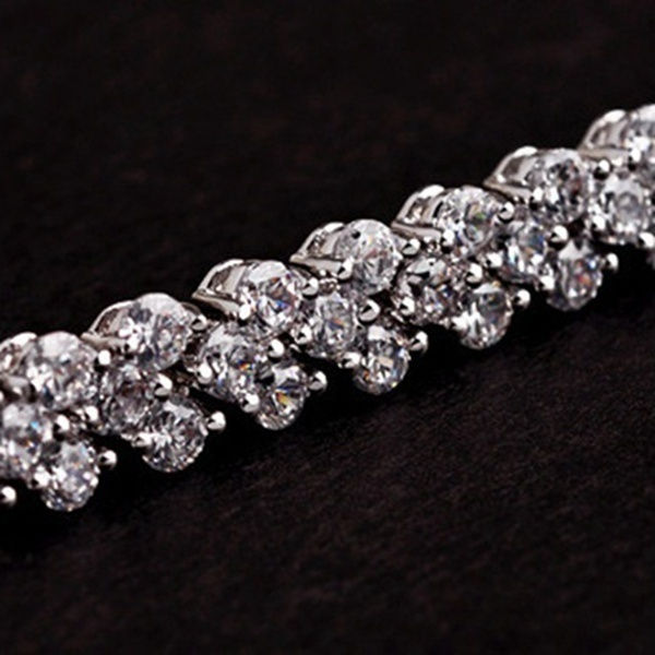 サムネイル： 2021 New Fashion Roman Style Woman 925 Sterling Silver Crystal Diamond Bracelet