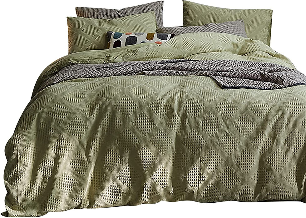 الصورة المصغرة: Washed Cotton Duvet Cover Dark Green Reversible Solid Color Bedding Set Modern 