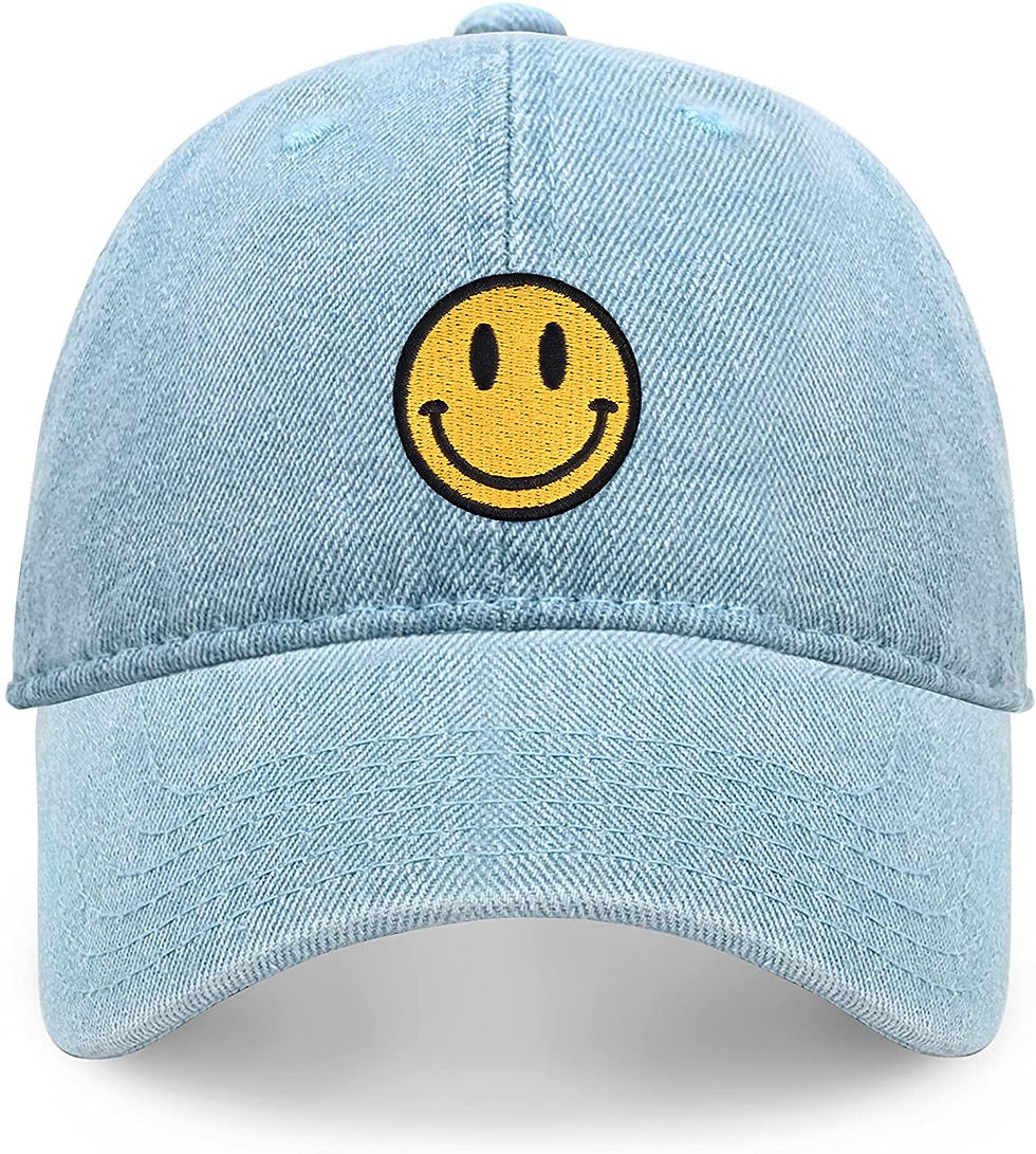 थंबनेल: CHOK.LIDS Smiley Face Hat Embroidered Baseball Caps Trending Smile Flower Desig