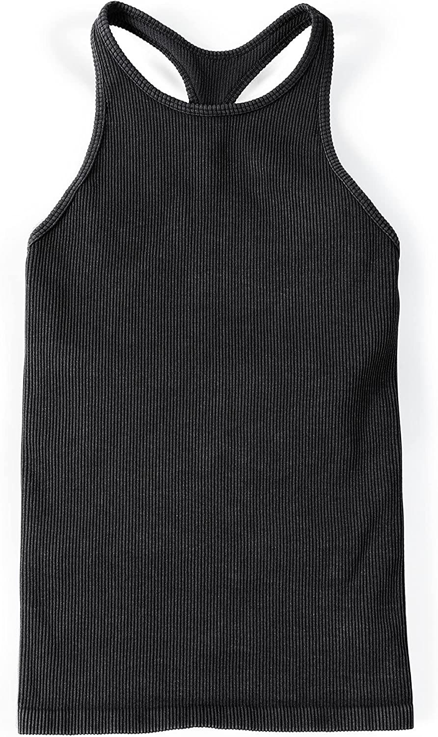 Thumbnail: ODODOS Women's Crop 3-Pack Washed Seamless Rib-Knit Camisole Crop Tank Top