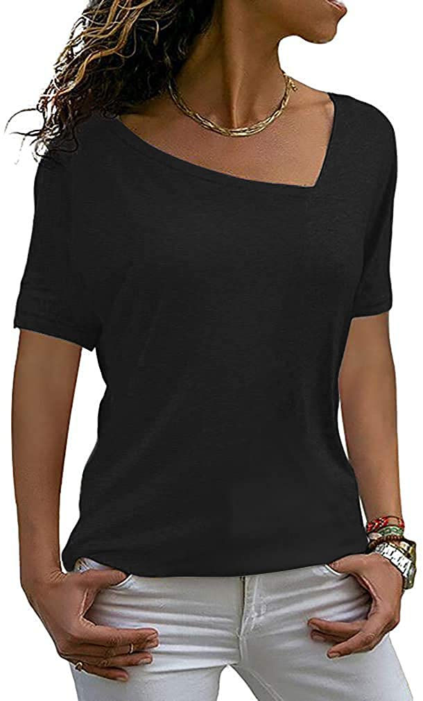 थंबनेल: AYIFU Womens Summer Tops Short Sleeve Shirts Color Block Tunic Casual Blouses