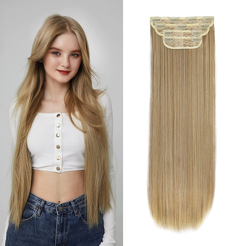 الصورة المصغرة: REECHO 18" Straight Long 4 PCS Set Thick Clip in on Hair Extensions Natural Bla