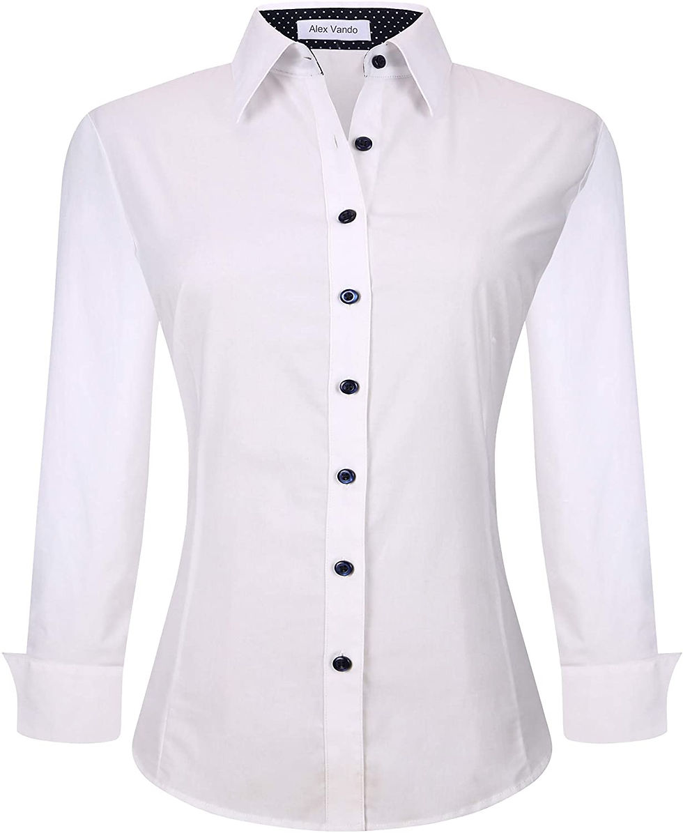 थंबनेल: Alex Vando Womens Dress Shirts Regular Fit Long Sleeve Stretch Work Shirt