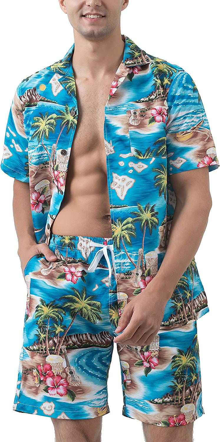 Miniature : Year In Year Out Hawaiian Shirts and Shorts Sets for Men Regular Fit Casual Haw