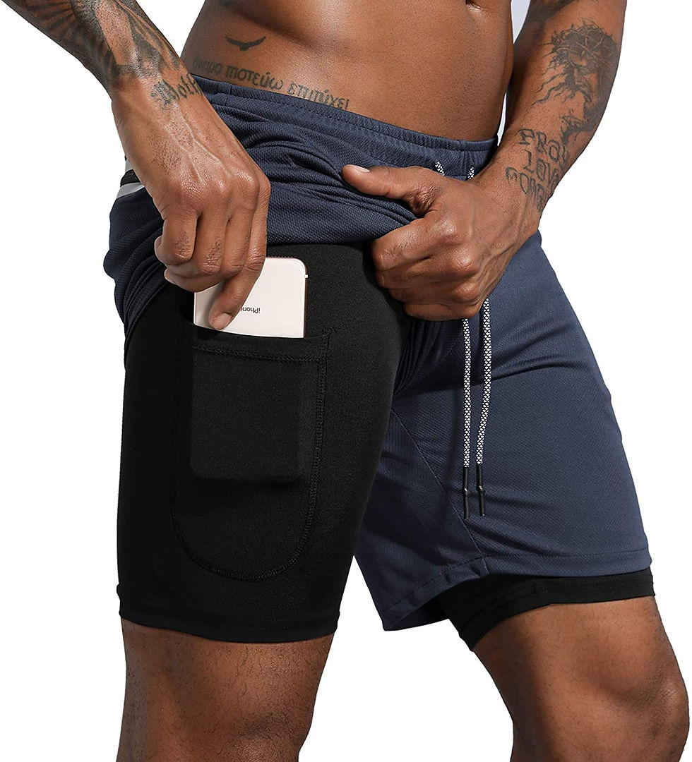 Miniatura: Leidowei Men's 2 in 1 Workout Running Shorts Lightweight Training Yoga Gym 7" S