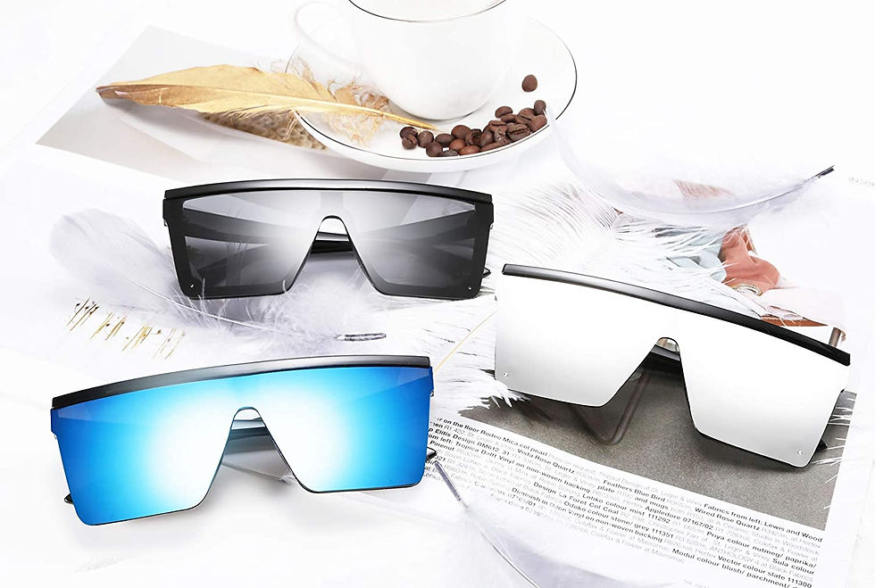 Miniature : FEISEDY Women Men Flat Top Shield Sunglasses Oversized Square Rimless Shades UV
