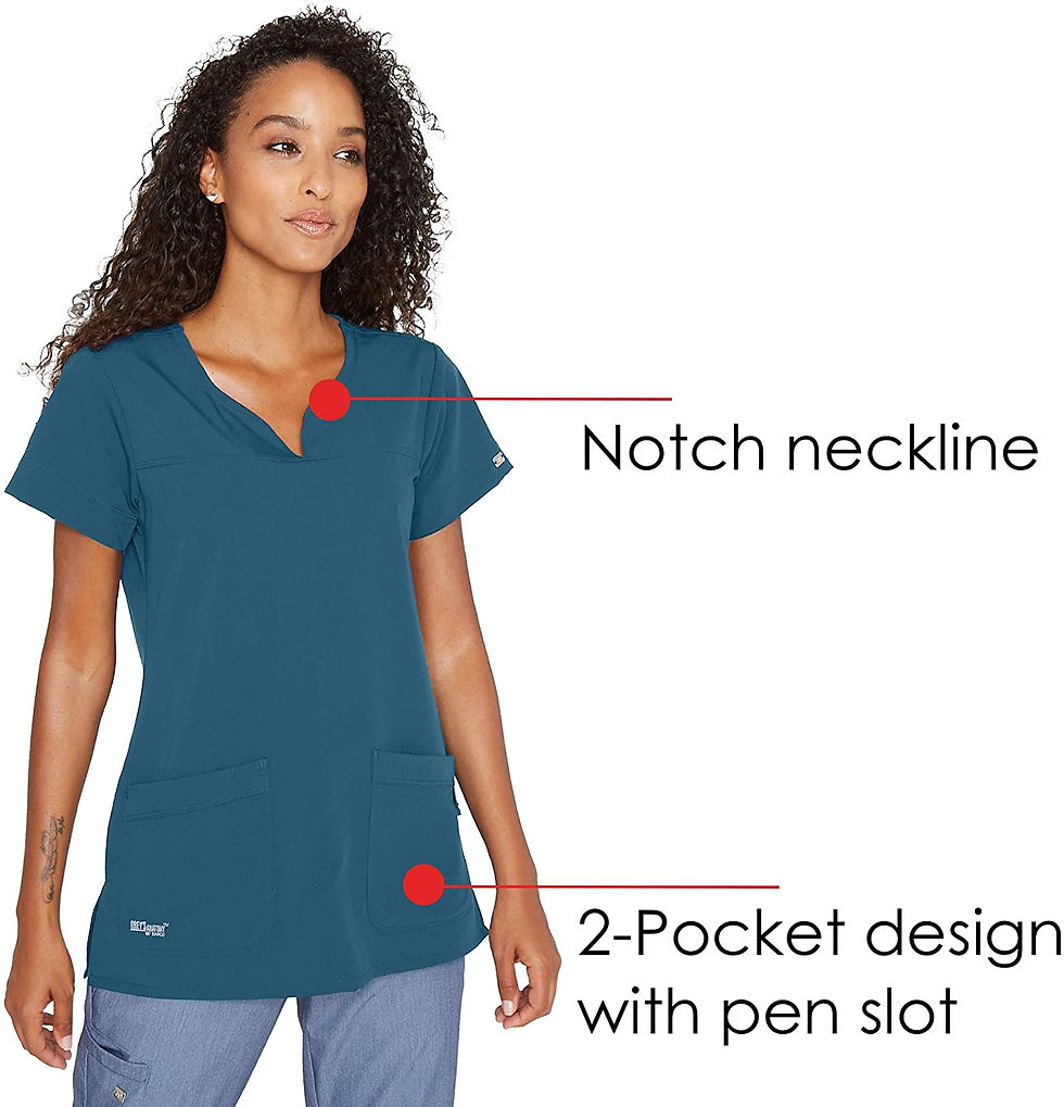 Thumbnail: Grey's Anatomy Signature Women's 2121 Two Pocket Notch Yoke Neck Scrub Top