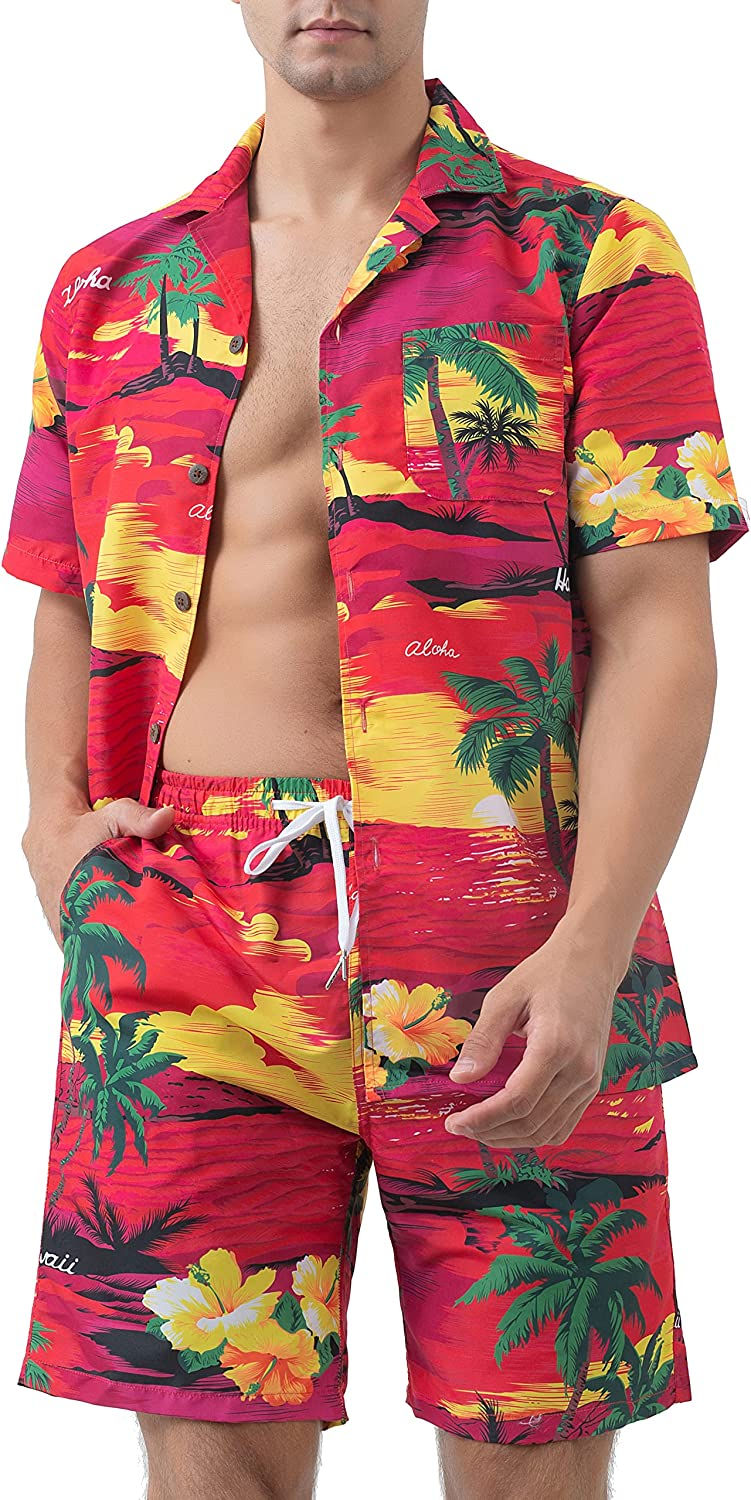 Miniature : Year In Year Out Hawaiian Shirts and Shorts Sets for Men Regular Fit Casual Haw