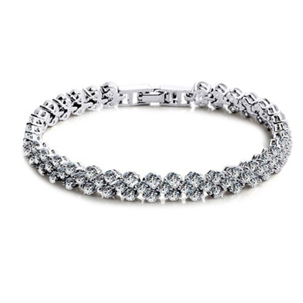 サムネイル： 2021 New Fashion Roman Style Woman 925 Sterling Silver Crystal Diamond Bracelet