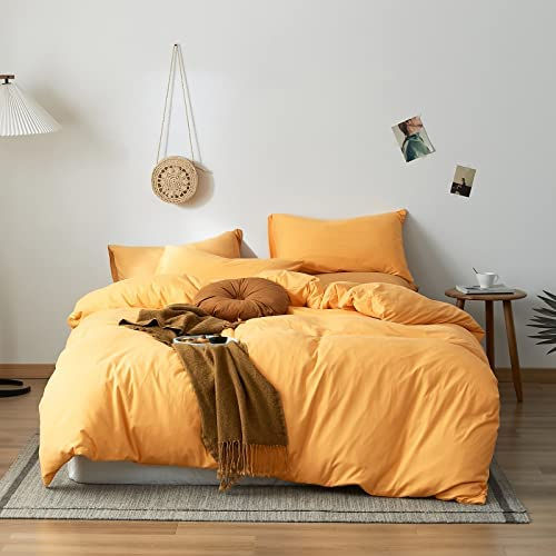 الصورة المصغرة: Washed Cotton Duvet Cover Dark Green Reversible Solid Color Bedding Set Modern 