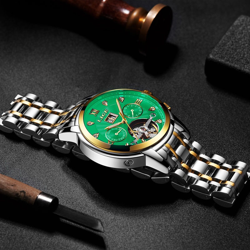 Thumbnail: LIGE Genuine Watch Men Automatic Mechanical Tourbillon Watch Luxury Fashion Sta