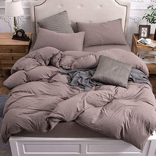 الصورة المصغرة: PURE ERA Jersey Knit Duvet Cover Set 100% T-Shirt Cotton Super Soft Comfy, Soli