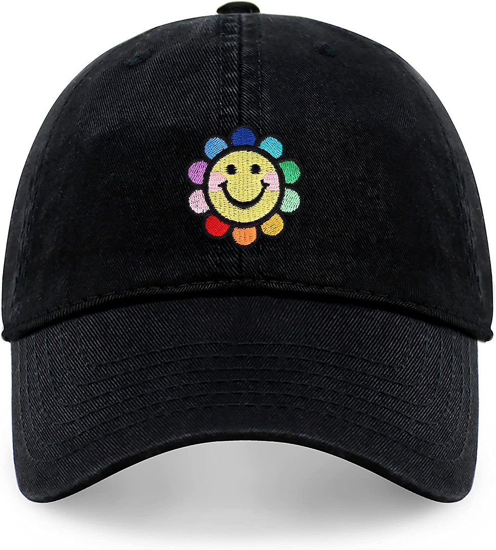 थंबनेल: CHOK.LIDS Smiley Face Hat Embroidered Baseball Caps Trending Smile Flower Desig
