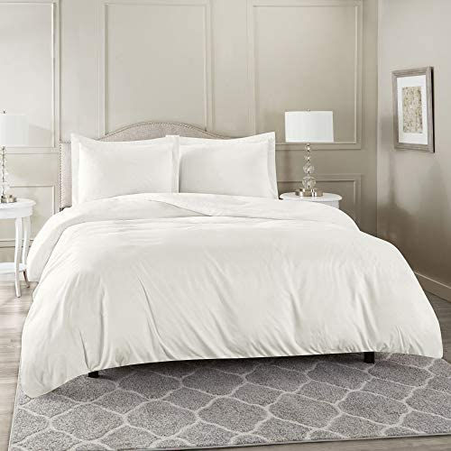 الصورة المصغرة: Nestl White Duvet Cover Queen Size - Soft Queen Duvet Cover Set, 3 Piece Double