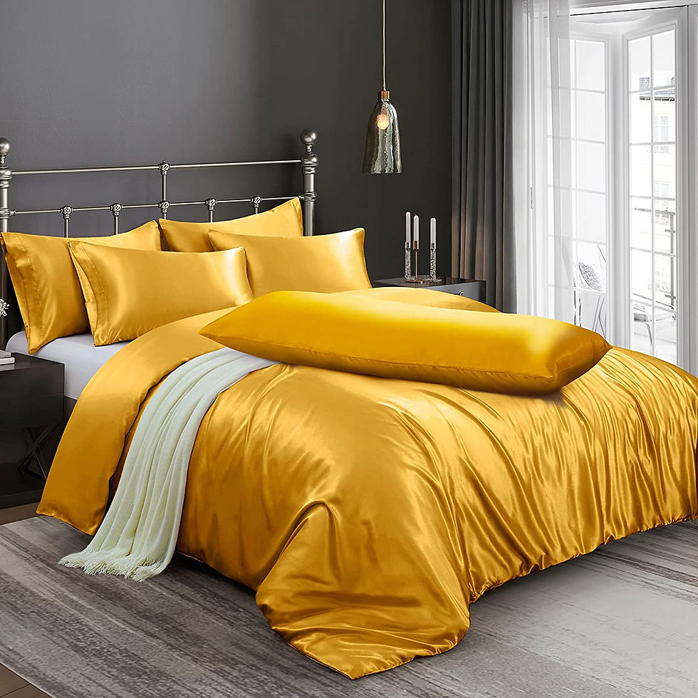 Thumbnail: Ersmak 6 Pieces Satin Duvet Cover Full/Queen Size Luxury Silky Bedding Duvet Co