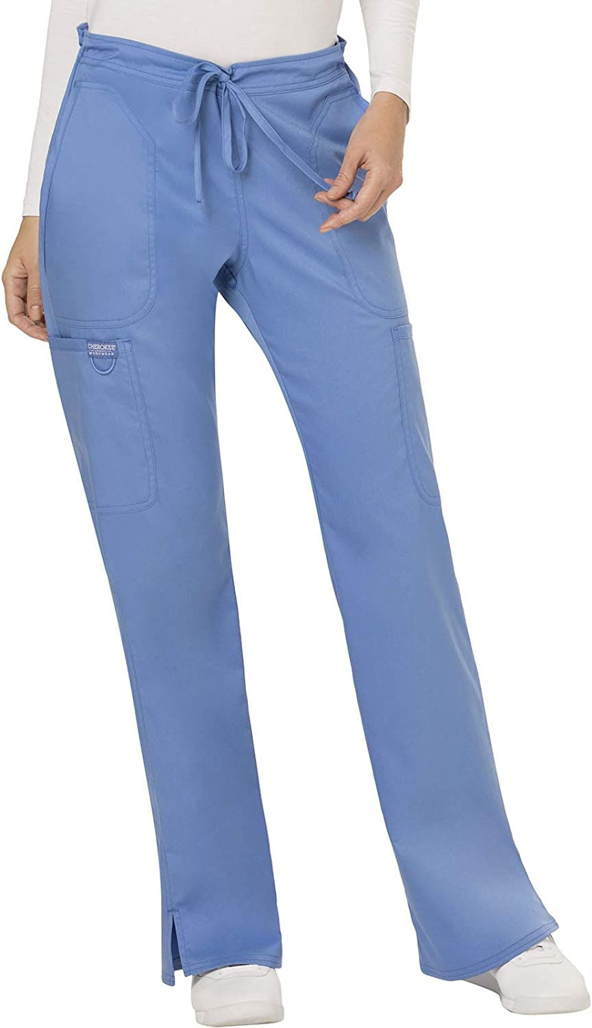 Thumbnail: CHEROKEE Womens Mid Rise Moderate Flare Drawstring Pant
