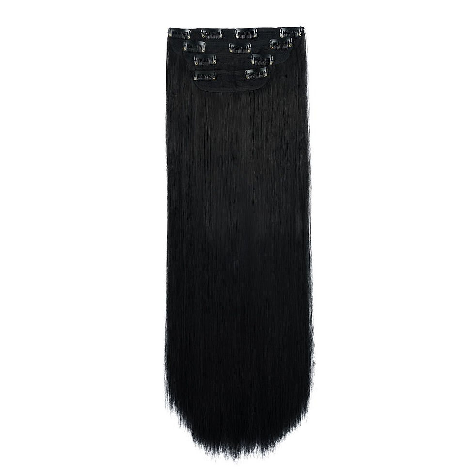 الصورة المصغرة: REECHO 18" Straight Long 4 PCS Set Thick Clip in on Hair Extensions Natural Bla