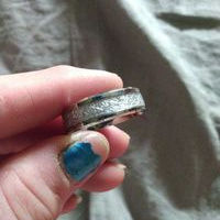 サムネイル： Fashion Men 8mm Silver Tungsten Carbide Ring Vintage Meteorites Pattern Wedding