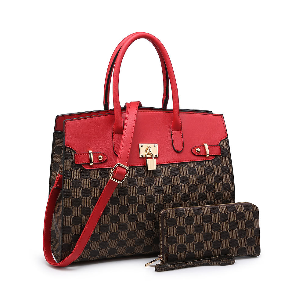 Миниатюра: Poppy Vegan Leather Top Handle Satchel Handbag Tote Bag with Wallet & Shoulder 