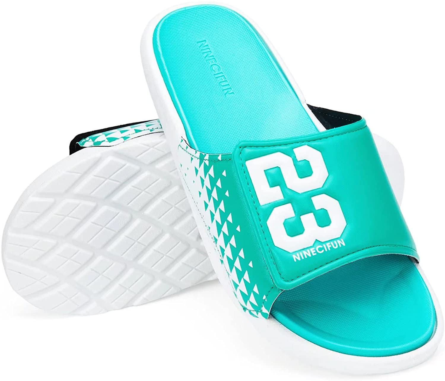 Men's Athletic Adjustable Slide Sandals with Velcro Lightweight Comfort Slip On