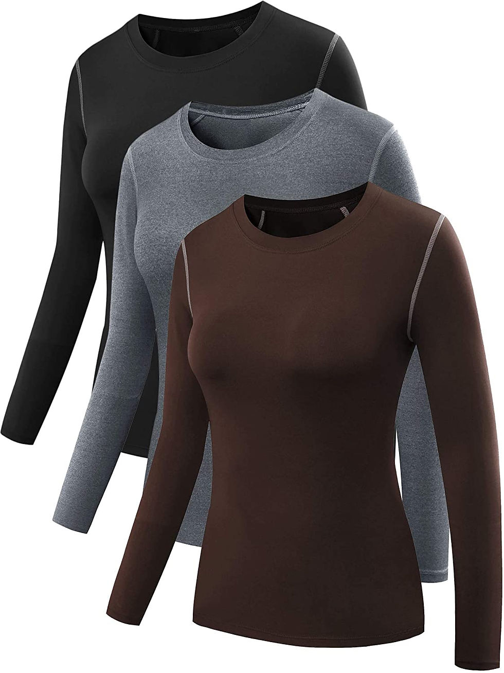 थंबनेल: Neleus Women's 3 Pack Athletic Compression Long Sleeve T Shirt Dry Fit