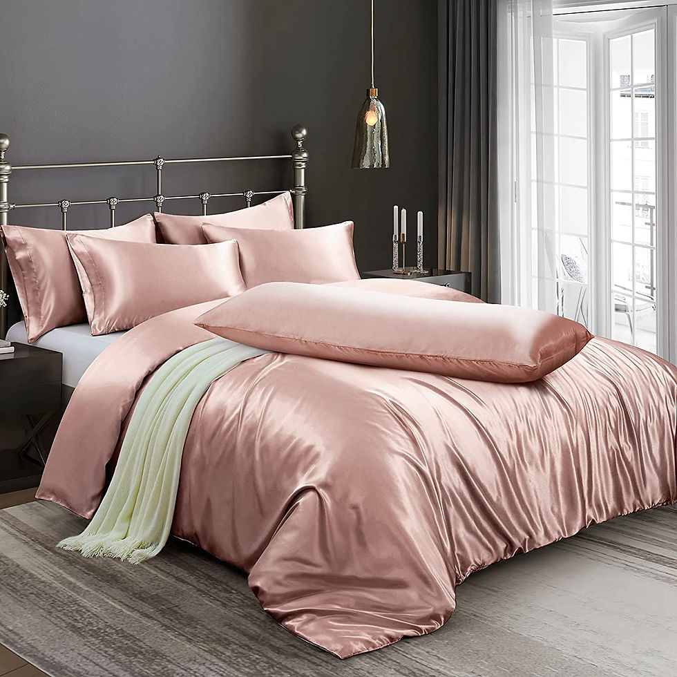Thumbnail: Ersmak 6 Pieces Satin Duvet Cover Full/Queen Size Luxury Silky Bedding Duvet Co