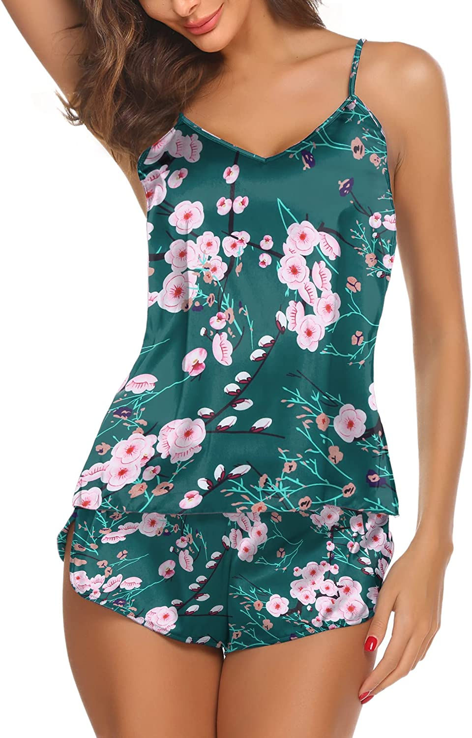Thumbnail: Ekouaer Sleepwear Womens Sexy Lingerie Satin Pajamas Cami Shorts Set Nightwear