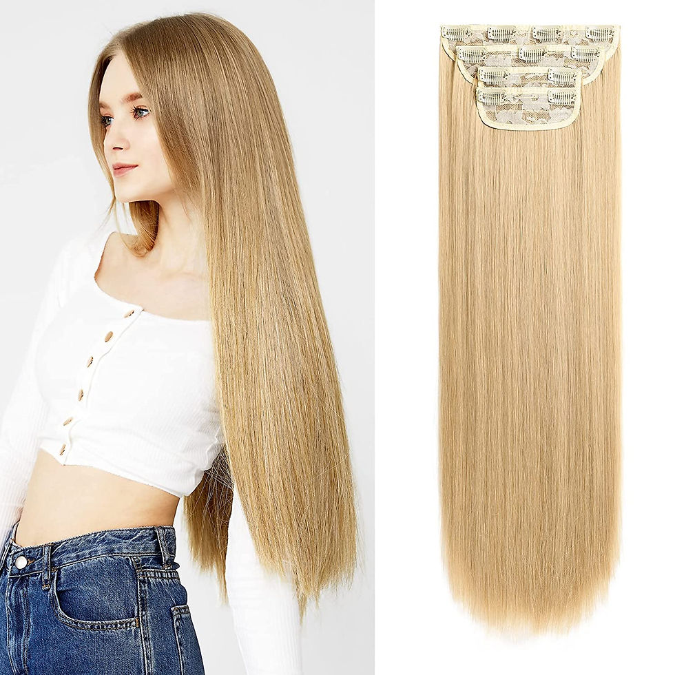 الصورة المصغرة: REECHO 18" Straight Long 4 PCS Set Thick Clip in on Hair Extensions Natural Bla