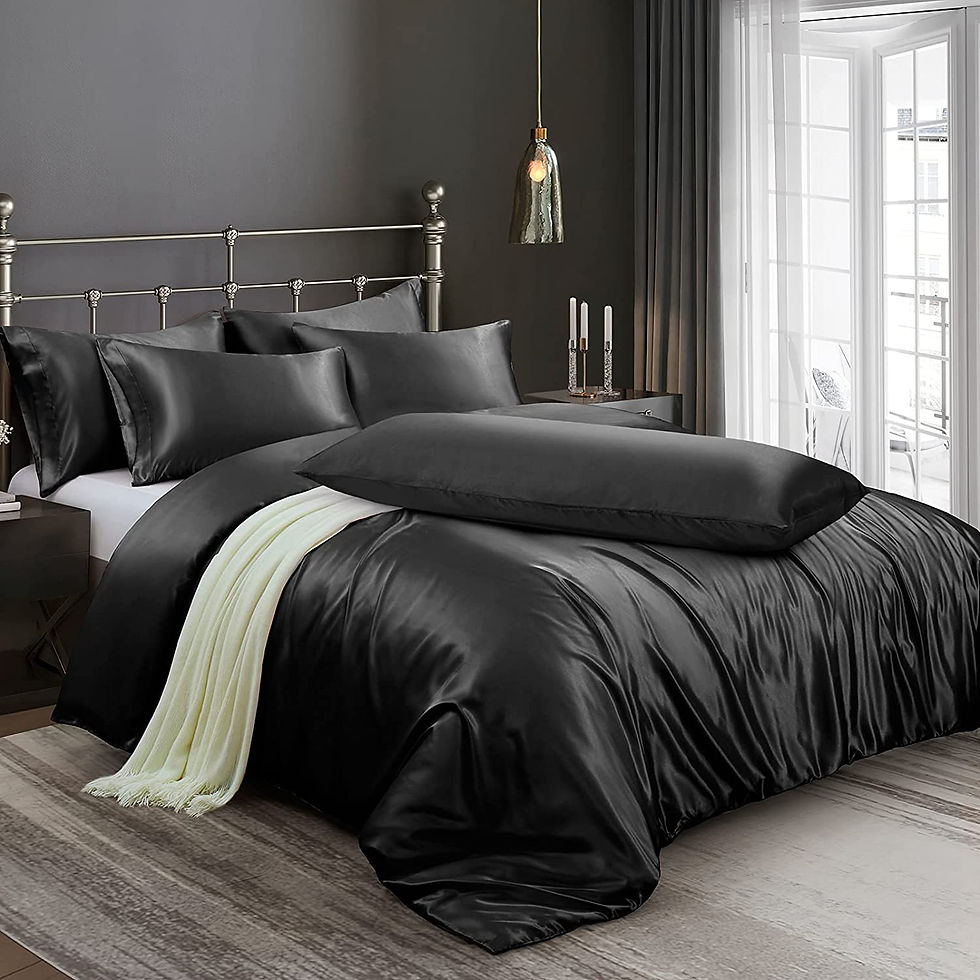 Thumbnail: Ersmak 6 Pieces Satin Duvet Cover Full/Queen Size Luxury Silky Bedding Duvet Co