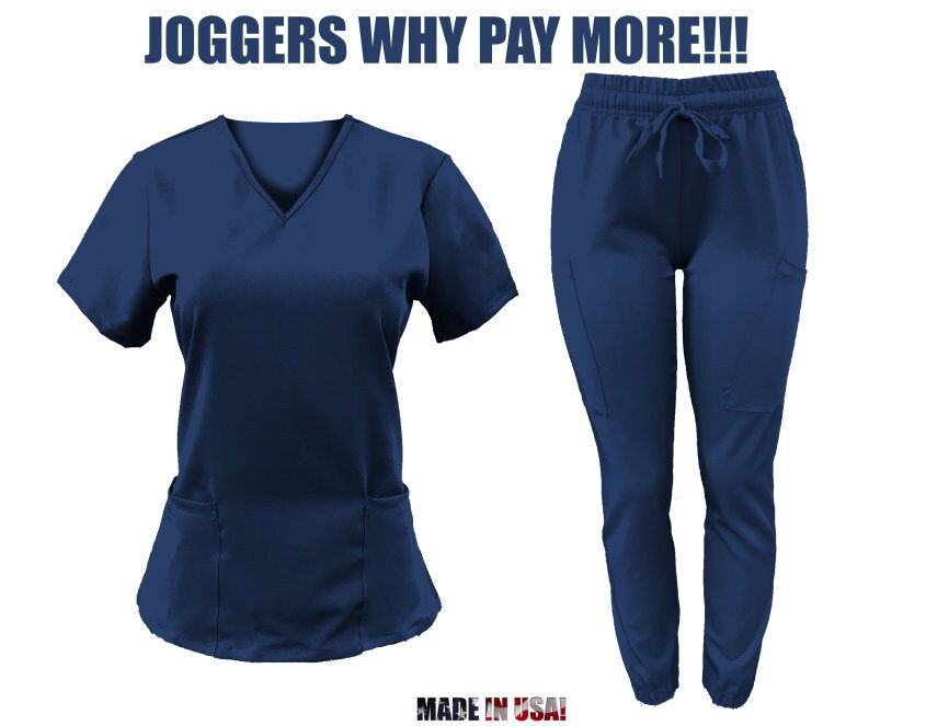 Thumbnail: Women's Super Soft SLIM Skinny Fit ATHLETIC JOGGER Scrubs Set Made In Usa