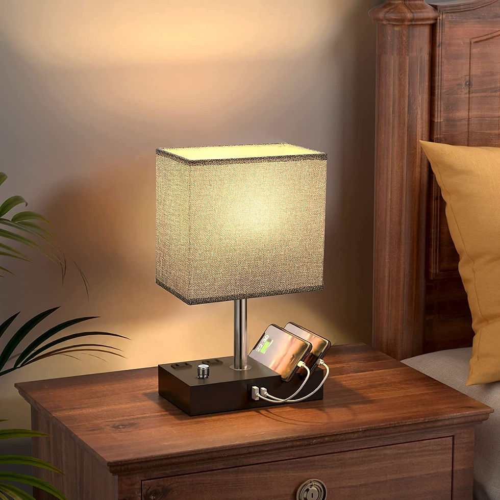 Thumbnail: Fully Dimmable Table Lamp for Bedroom with USB C Ports, Kakanuo Small USB Bedsi