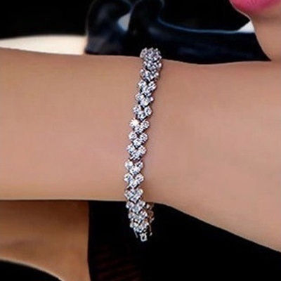 サムネイル： 2021 New Fashion Roman Style Woman 925 Sterling Silver Crystal Diamond Bracelet