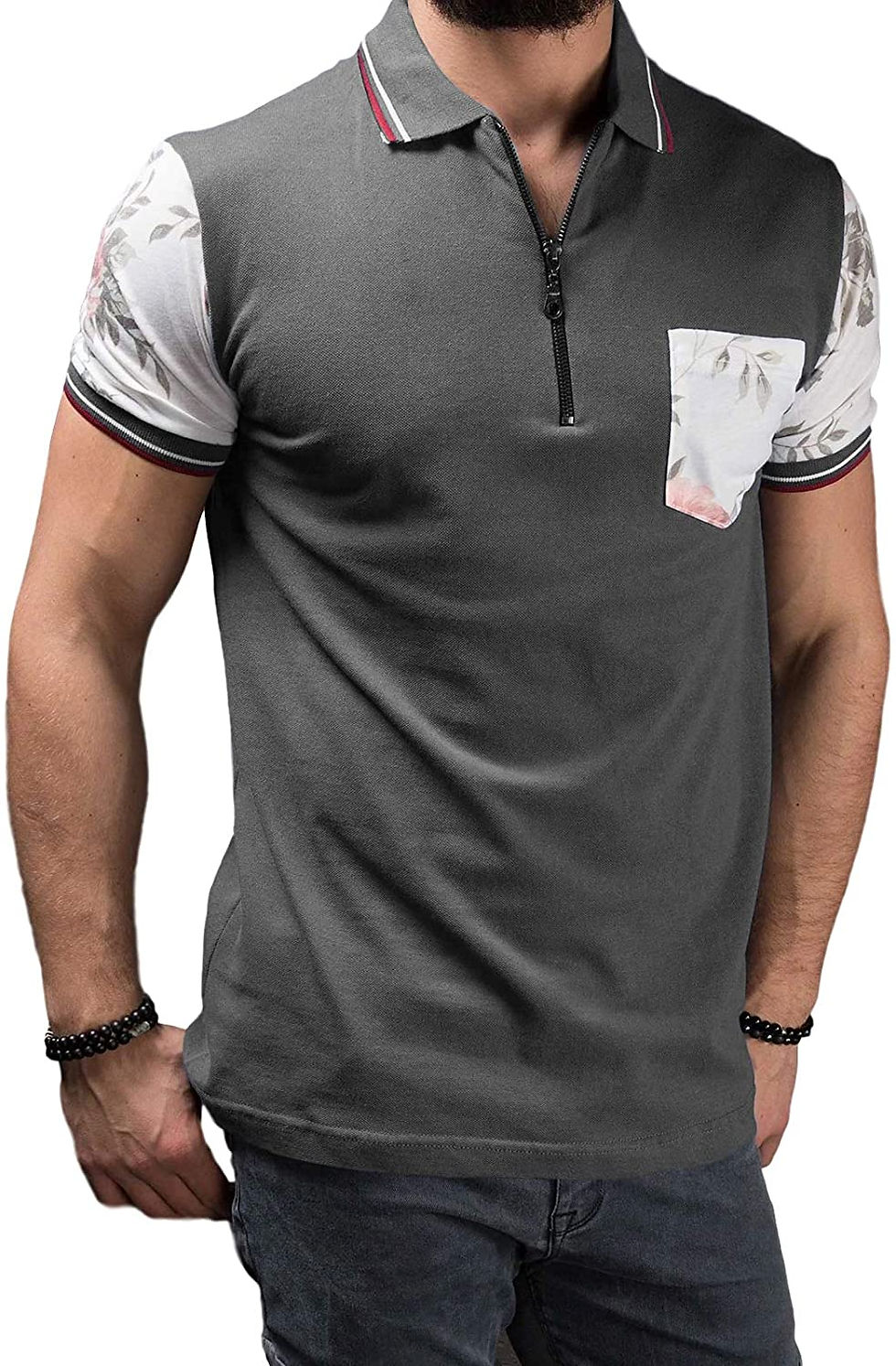 الصورة المصغرة: Zuoyouzi Men's Short Sleeve Casual Slim Fit Polo Shirts Basic Designed Classic 