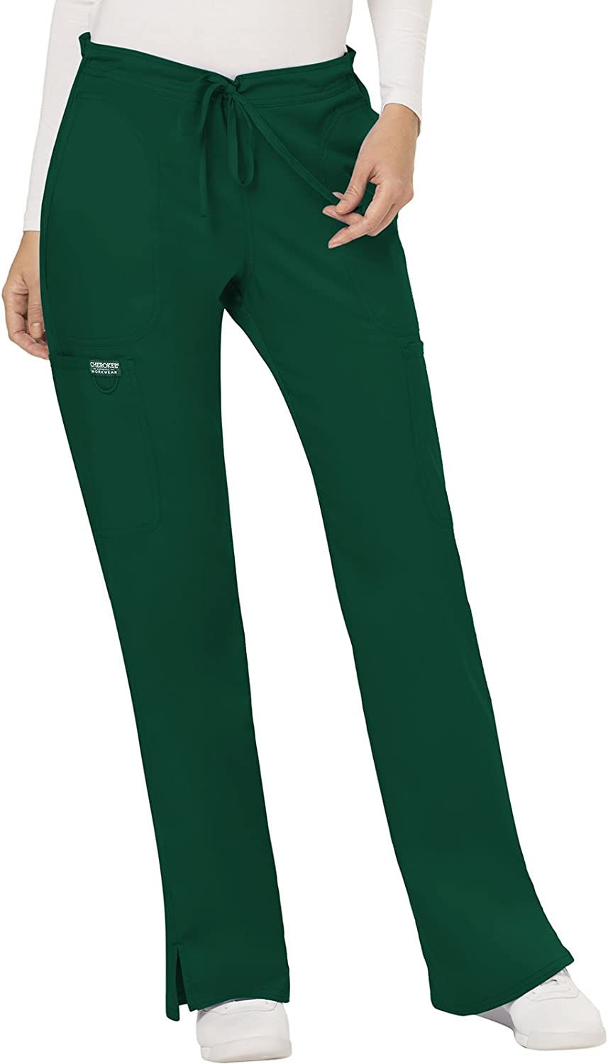 Thumbnail: CHEROKEE Womens Mid Rise Moderate Flare Drawstring Pant