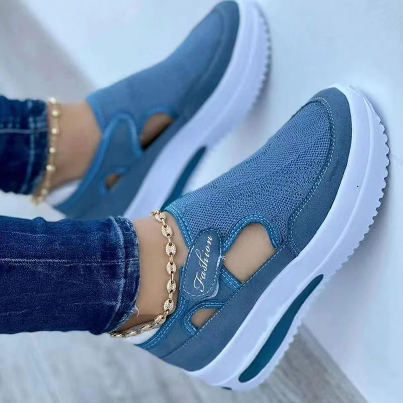 Миниатюра: Large size women's canvas shoes 2022 flat mesh shoes breathable high-top casual