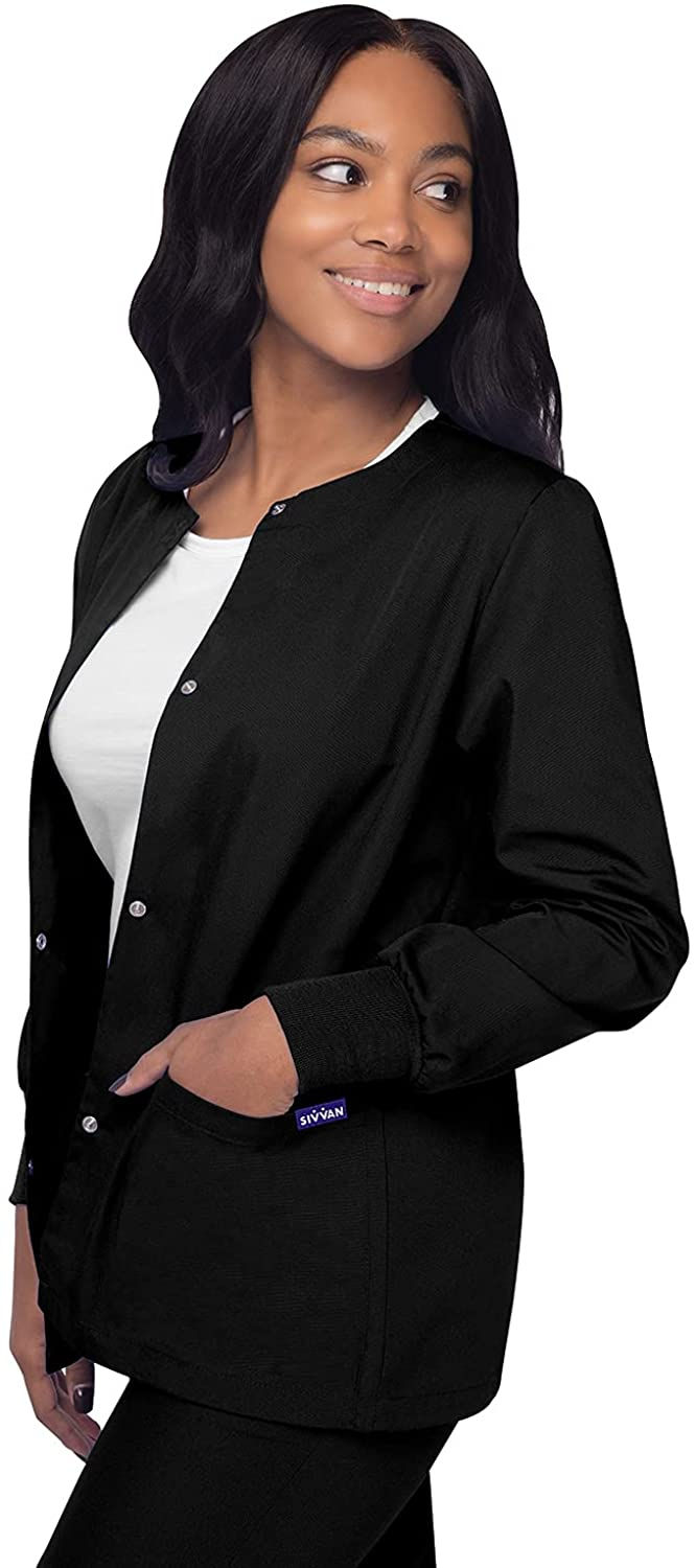 थंबनेल: SIVVAN Scrubs for Women - Front Snap Warm - Up Jacket