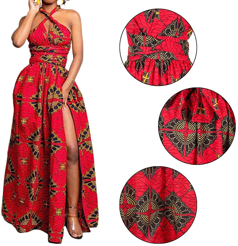 Thumbnail: Vimoisa Women Sexy Boho African Dress Long Maxi Dress V-Neck Multi-Way Dress Pl
